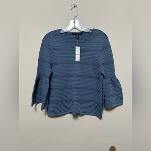WHBM NWT China Blue Textured Drama Sleeve Sweater – Size S